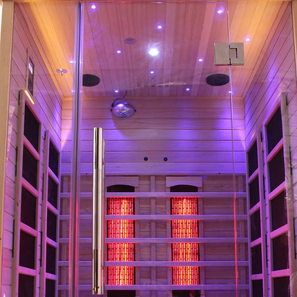 Blisspod | Venetian | Full Spectrum Indoor Premium Canadian Hemlock Low EMF Sauna | 10 Heaters | Chromotherapy & Reflexology | 2 Person