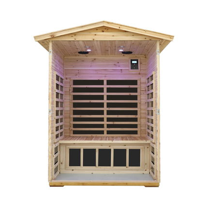 Thermora Vexa Luxury 2-Person Outdoor Low EMF Hemlock Infrared Sauna With Bluetooth And Chromotherapy Light