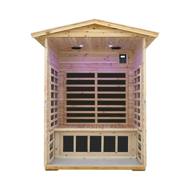 Thermora Vexa Luxury 2-Person Outdoor Low EMF Hemlock Infrared Sauna With Bluetooth And Chromotherapy Light