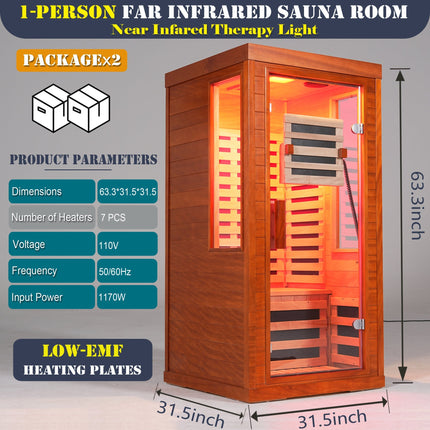 Far infrared sauna front door with red light therapy Low EMFwooden sauna room