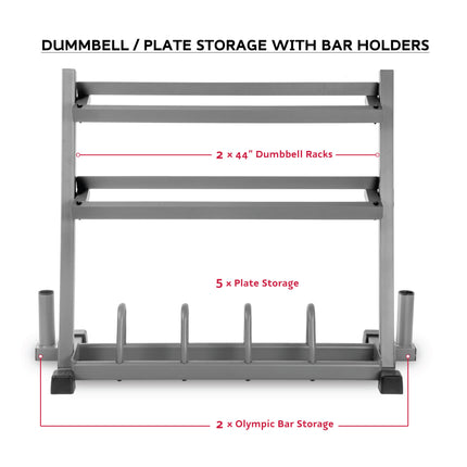 All-In-One Storage Solution, Dumbbells, Weight Plates and Barbells