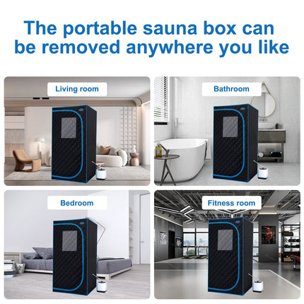 Portable Black Full Size Steam Sauna tent–Personal Home Spa, with Steam Generator, Remote Control, Foldable Chair, PVC pipes. Easy to Install,fast heating, with FCC & UL Certification.
