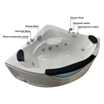 Nuvia Celestia 59-Inch 2-Person Luxury Corner Whirlpool Jetted Bathtub