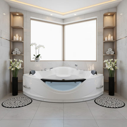 Nuvia Celestia 59-Inch 2-Person Luxury Corner Whirlpool Jetted Bathtub