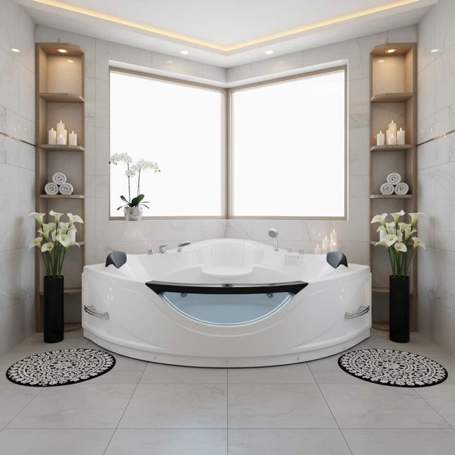Nuvia Celestia 59-Inch 2-Person Luxury Corner Whirlpool Jetted Bathtub