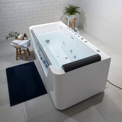 Nuvia Veloria 67-Inch 7-Jets Hydrotherapy Whirlpool Bathtub With Glass Panel