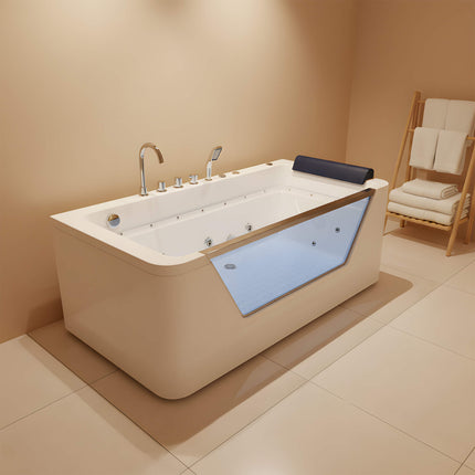 Nuvia Veloria 67-Inch 7-Jets Hydrotherapy Whirlpool Bathtub With Glass Panel
