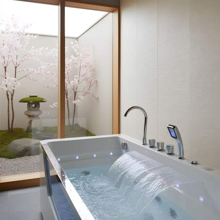 Nuvia Veloria 67-Inch 7-Jets Hydrotherapy Whirlpool Bathtub With Glass Panel