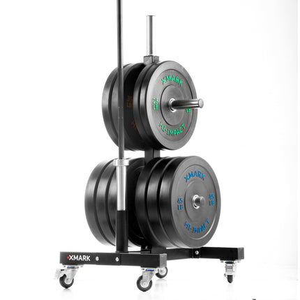 Commercial Bumper Plate Tree on Castors with Dual Bar Holders