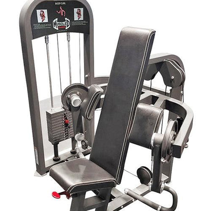 Classic Selectorized Biceps Curl by Muscle D Fitness - Adjustable Seat - Pin Selectorized Weight Stack