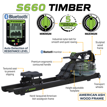 Dynamic Fluid Rower - S680 Timber