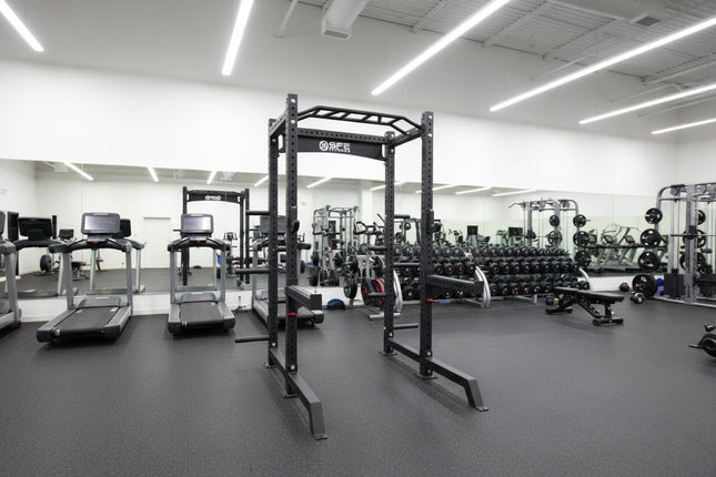 Commercial Squat Rack w/ Safety Bars, J-Hooks & Weight Storage (New)