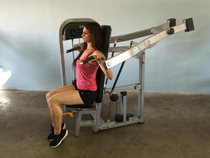 Classic Shoulder Press - Muscle D Fitness - Adjustable Seat - Pin Selectorized Weight Stack