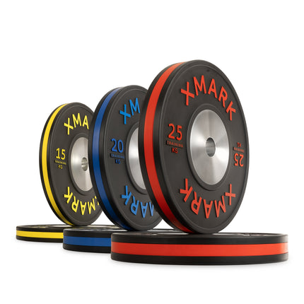 Striped Premium IWF Training Bumper Plates (KG) Pairs and Sets