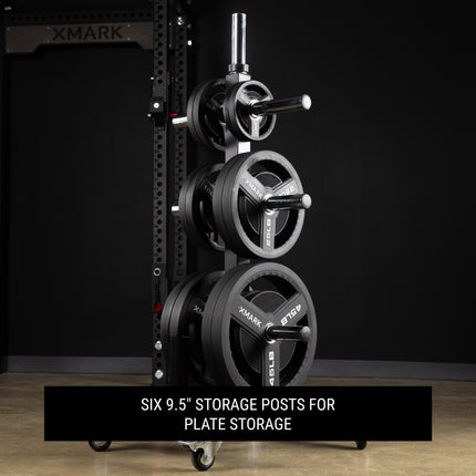 Commercial Olympic Weight Plate Tree on Castors with Dual Bar Holders