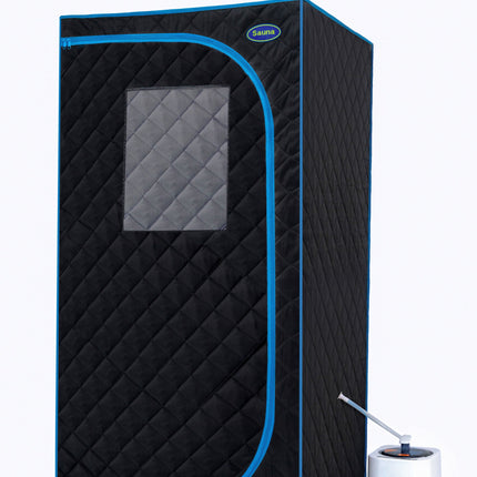 Portable Black Full Size Steam Sauna tent–Personal Home Spa, with Steam Generator, Remote Control, Foldable Chair, PVC pipes. Easy to Install,fast heating, with FCC & UL Certification.