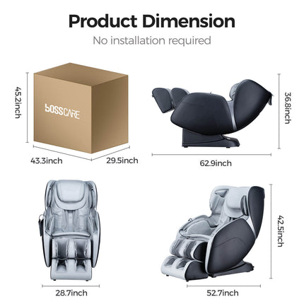 Bosscare Full Body 3D Zero Gravity Shiatsu Recline Massage Chair With Waist Heating