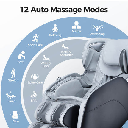 Bosscare Full Body 3D Zero Gravity Shiatsu Recline Massage Chair With Waist Heating