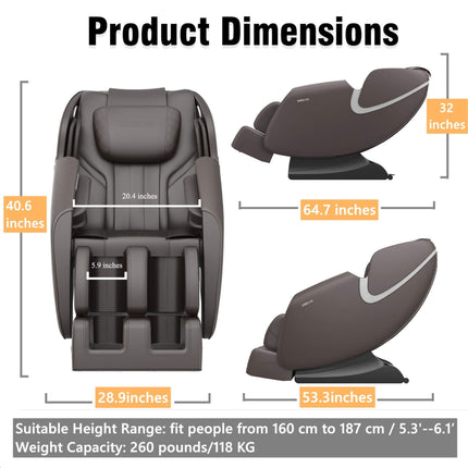 Bosscare Full-Body Zero-Gravity Leather Massage Chair With Zero Gravity And Bluetooth [GR8012]