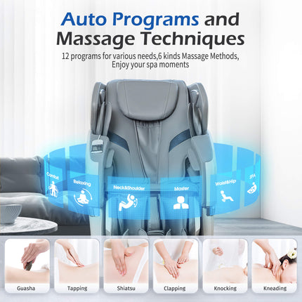 Bosscare Premium Full Body Zero Gravity Massage Chair With Ai Voice And App Control, Gray