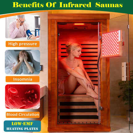 Far infrared sauna front door with red light therapy Low EMFwooden sauna room