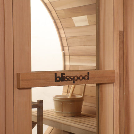 Blisspod | Prague | Canadian Red Cedar Outdoor Steam Barell Sauna | Full Glass Back