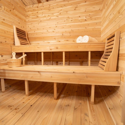 Dundalk Leisurecraft 4-Person Canadian Timber Luna Cube Sauna With Sloped Roof And Front Window [CTC22LU]