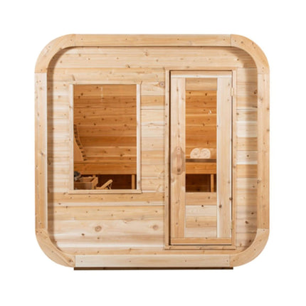 Dundalk Leisurecraft 4-Person Canadian Timber Luna Cube Sauna With Sloped Roof And Front Window [CTC22LU]