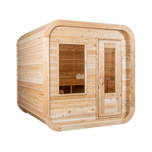 Dundalk Leisurecraft 4-Person Canadian Timber Luna Cube Sauna With Sloped Roof And Front Window [CTC22LU]