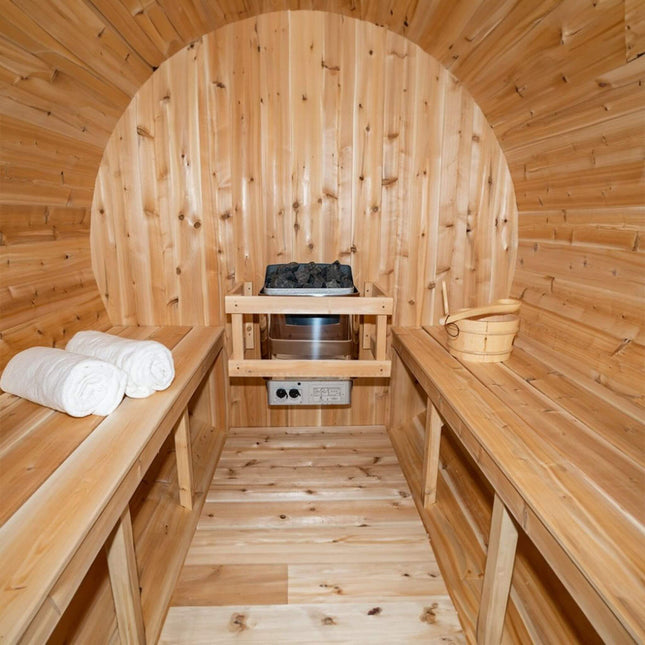 Dundalk Leisurecraft 4-Person Canadian Timber Serenity Barrel Sauna With Solid Wood Benches [CTC2245W]
