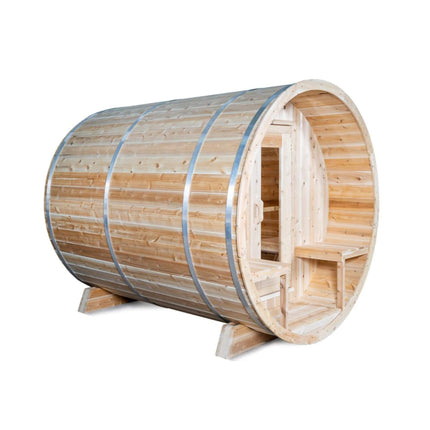 Dundalk Leisurecraft 4-Person Canadian Timber Serenity Barrel Sauna With Solid Wood Benches [CTC2245W]