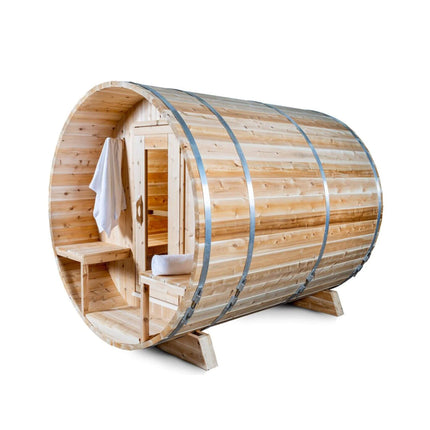 Dundalk Leisurecraft 4-Person Canadian Timber Serenity Barrel Sauna With Solid Wood Benches [CTC2245W]