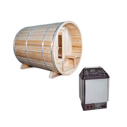 Dundalk Leisurecraft 4-Person Canadian Timber Serenity Barrel Sauna With Solid Wood Benches [CTC2245W]