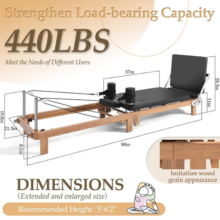 Core Pilates Apex Foldable Dual Resistance Pilates Reformer With Jump board