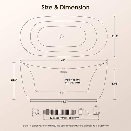 Nuvia Verano Freestanding Whirlpool Air Bubble LED Massage Bathtub
