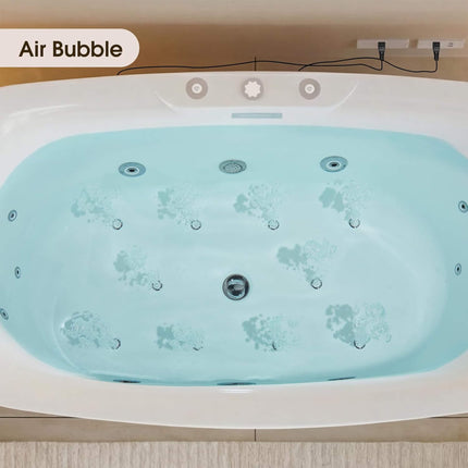 Nuvia Verano Freestanding Whirlpool Air Bubble LED Massage Bathtub