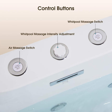 Nuvia Verano Freestanding Whirlpool Air Bubble LED Massage Bathtub