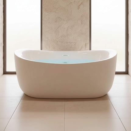 Nuvia Verano Freestanding Whirlpool Air Bubble LED Massage Bathtub