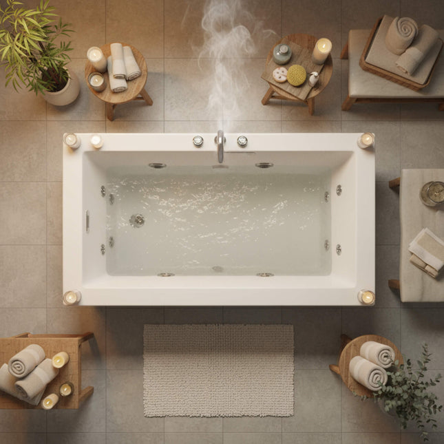 Jacuzzi Elara 72-Inch Rectangle Acrylic Drop-In Whirlpool Bath [JELA7236WLR2XX]