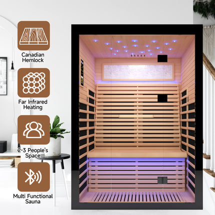 Thermora Flux Luxury 2-Person Canadian Hemlock Wood Far Infrared Home Sauna