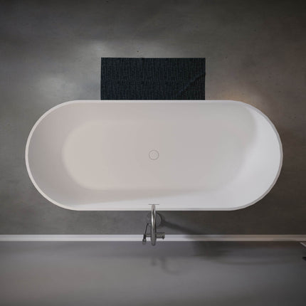 Nuvia 59-Inch Luxury Solid Surface Matte White Freestanding Soaking Tub