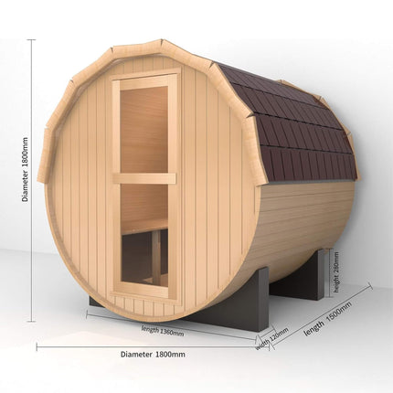 Thermora Haven Premium All-Weather Outdoor Pinewood Barrel Sauna Kit With 4.5KW Heater And Tempered Glass Window
