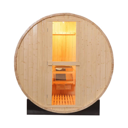 Thermora Haven Premium All-Weather Outdoor Pinewood Barrel Sauna Kit With 4.5KW Heater And Tempered Glass Window