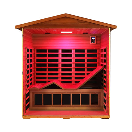 Thermora Vanta Luxury 3-Person Outdoor Mahogany Full Spectrum Ultra-Low EMF FAR Infrared Sauna With Chromotherapy And Bluetooth Speakers