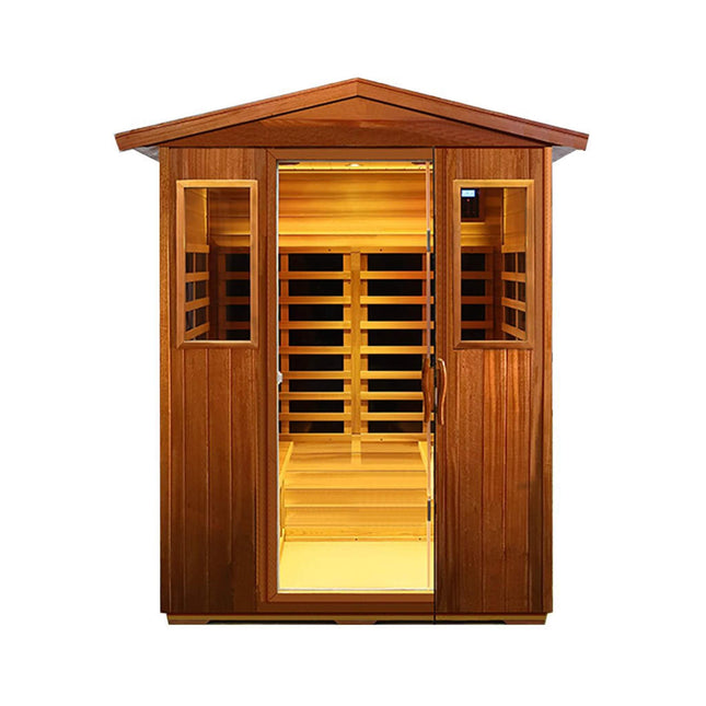 Premium Valois 4-Person 2050W Luxury Low EMF Outdoor FAR Infrared Home Sauna With Bluetooth Audio