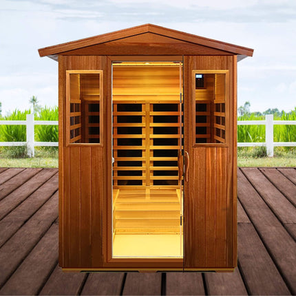 Premium Valois 4-Person 2050W Luxury Low EMF Outdoor FAR Infrared Home Sauna With Bluetooth Audio
