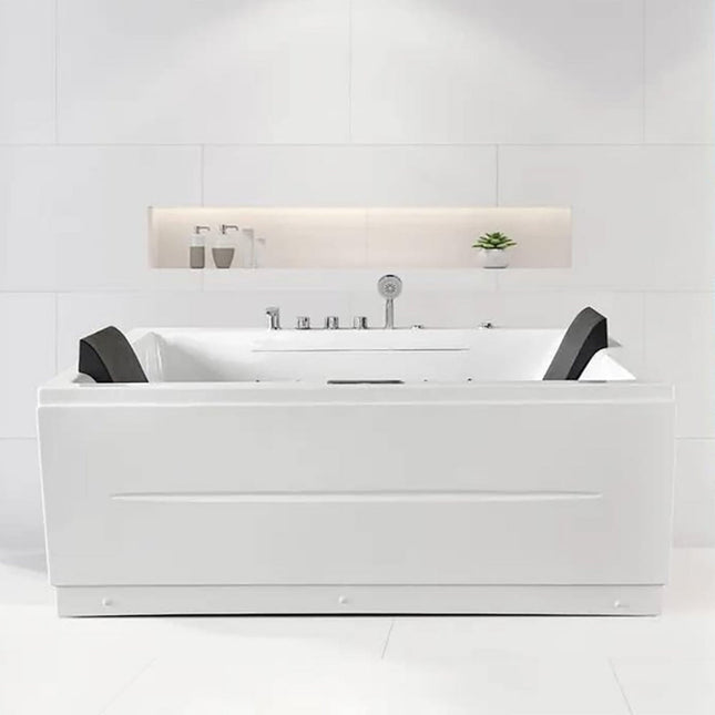 Nuvia Luxara 71-Inch Premium Modern Acrylic Soaking Bathtub With Bubble Jets And LED Lighting
