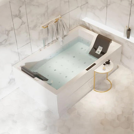 Nuvia Luxara 71-Inch Premium Modern Acrylic Soaking Bathtub With Bubble Jets And LED Lighting