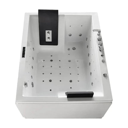 Nuvia Luxara 71-Inch Premium Modern Acrylic Soaking Bathtub With Bubble Jets And LED Lighting