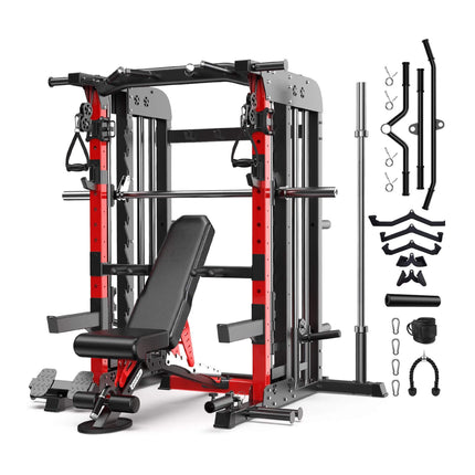 Rovix Premium 2000LBS All-In-One Squat Rack Power Cage With Smith Machine